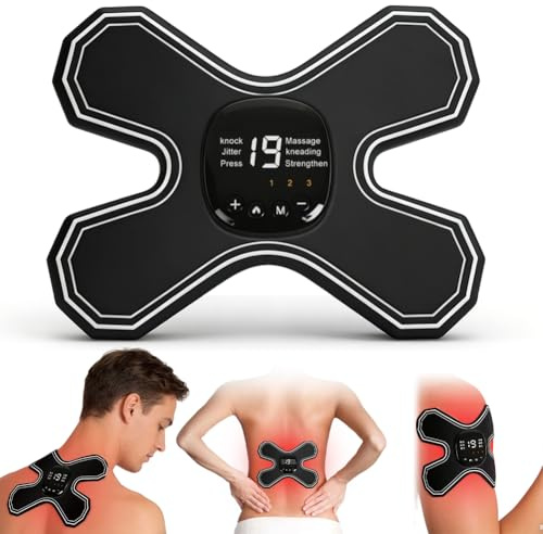 TENS Gerät Schmerztherapie & Massagematte mit Wärmefunktion – Wiederaufladbares EMS Massagegerät für Rücken, Beine, Schultern, 6 Modi, 15 Stufen