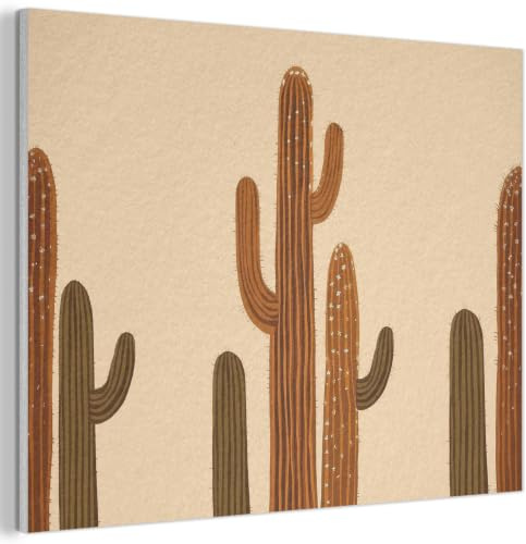 MuchoWow© Filzbilder Wanddeko Wohnzimmer Aesthetic Room Decor Deko Zimmer | 40x30 cm - Wandbilder Modern Bild aus Filz Kaktus - Wüste - Sand - Braun