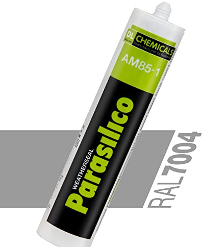 Profi Silikon Parasilico 310ml Kartusche Dichtstoff Sanitär, Küchenbereich, Innen-und Außen Bausilikon, Große Farbauswahl (1x Kartusche 310ml, hellgrau/manhattan RAL 7004)