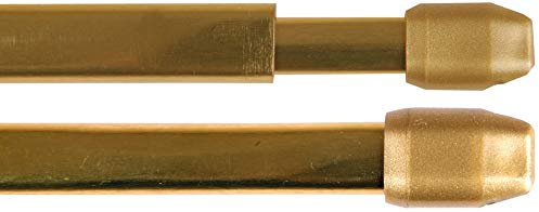 Bestgoodies Gardinenstange Bistrostange (Messing Glanz) als 2er Pack - 2 Vitragestangen ausziehbar (60-90 cm)