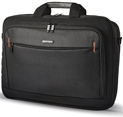 CB CITY BAG 17 Inch Laptop Bag Computer Bag for Men & Women, Black Laptop Case Sleeve with Shoulder Strap - Document Handbag Briefcase for Work, Office, Travel, or Business
