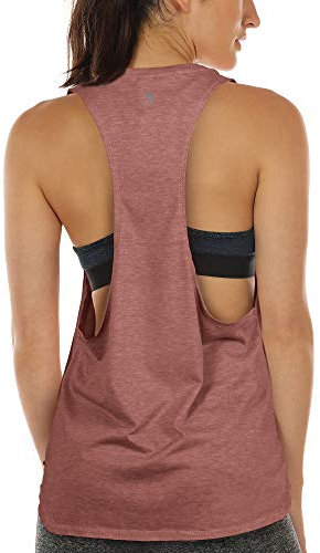 icyzone Sport Tank Top Damen Locker - Yoga Fitness Shirt atmungsaktive Sport Tops (S, Dusty Pink)