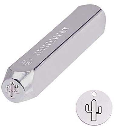 BENECREAT 6mm Herramienta de Estampado de Dibujo Sello de Metal Sellos de Perforado Puzones para Estampado de Patrones sobre Joyería Metal Madera y Cuero Cactus