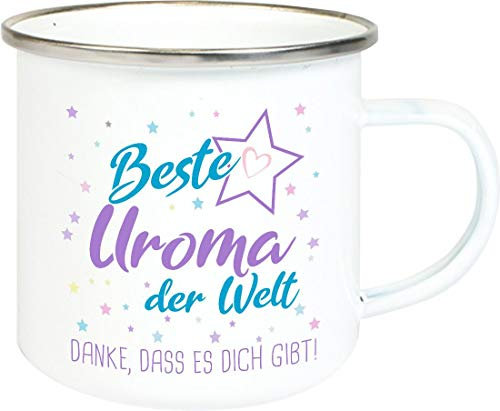 ShirtInStyle, Geschenkset, Emaille Tasse beste Uroma der Welt, danke das es dich gibt! Farbe weiß