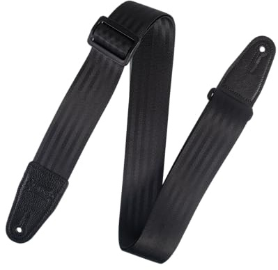 Levy's Leathers 2 Wide Seatbelt Stlye Guitar Strap with Genuine Leather Ends; Black (M8SB-BLK)