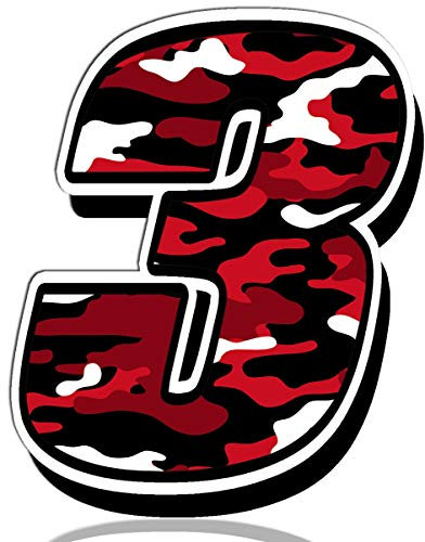 Biomar Labs® Adesivo Sticker Numero Racing 3 Gara Camouflage Mimetico Militare Rosso Auto Moto Cross Rally Sport Tuning N 223