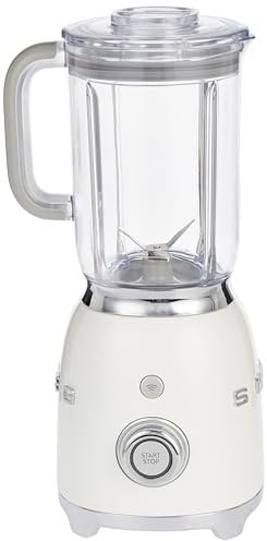Smeg BLF01WHUK Retro 50's Style Jug Blender with Stainless Steel Blades, 4 Speed Settings and 3 Pre-set Programs, 1.5 Litre, 800W, White