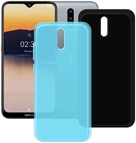 TTJ Schwarz + Blau Hülle für Nokia 2.3, Handyhülle Crystal Hochwertige ultradünne Bumper Silikon Schutzhülle Cover TPU Case Weiche Handytasche (6,2).