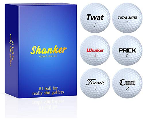 Shanker Golf Ballons Hero Edition – Balles grossières – Cadeau amusant pour golfeurs (lot de 6, nouveauté, qualité de jeu – Boîte cadeau estampillée dorée