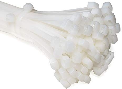 ERKO Fascette plastica bianche 200 x 4,8 mm 100 pezzi di cablaggio professionali, Resistente allatemperature, Resistenza alla rottura 23 kg, forte
