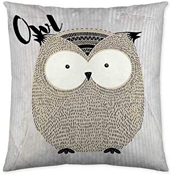 etérea Baumwolle Dekokissen Eule 40x40 cm - Dekorativer Kissenbezug ohne Füllkissen - Oekotex Standard Kissenhülle für Sofa Wohnzimmer Schlafzimmer - Beidseitigem Digital Druck und Reißverschluß