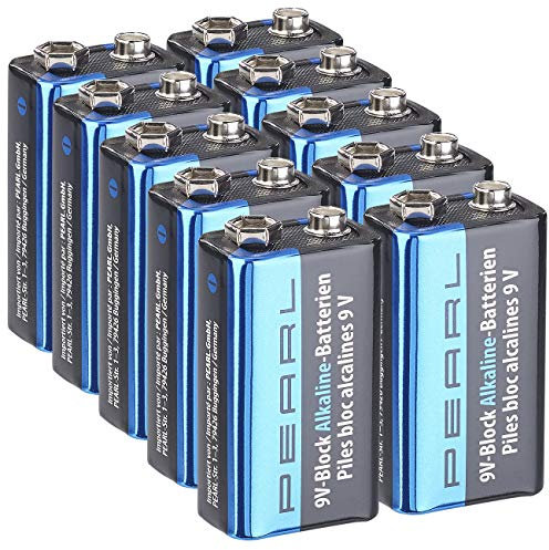 PEARL 9V Blockbatterie: 10er-Set 9V-Block Alkaline-Batterien (9 Volt Batterie, Batterie Rauchmelder)