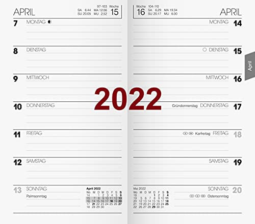 BRUNNEN 1075800002 Taschenkalender Ersatzkalendarium Modell 758, 1 Seite = 1 Woche, 8,7 x 15,3 cm, Karton-Umschlag, Kalendarium 2022
