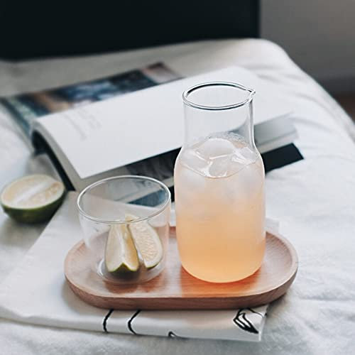 Chevet Eau Ensemble de carafes avec gobelet en verre,URMAGIC Dégager Pichet d'eau et Verre Tasse Ensemble (370ml Bottle+ 200ml Cup),La table de nuit Verre à boire,Jus De Thé Lanceur,Eau verre