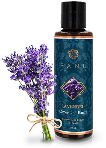 Panu Natural Massageöl Lavendel - Pflegendes Körperöl zum Massieren - Hautöl mit feuchtigkeitsspendender Wirkung - Premium Body Oil - Veganes Massage Öl zum Entspannen