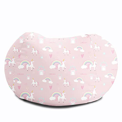 rucomfy Beanbags Printed Mini Slouchbag Bean Bag - Childrens Playroom, Bedroom - Machine Washable - Arrives Pre-Filled (Unicorn Castle, Beanbag Only)