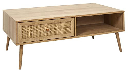 Couchtisch Bali mit 1 Schublade, aus Gitter und Spanplatten