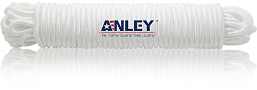 Corde de drisse pour mât de Drapeau Anley 50 Pieds x 1/4, Convient pour l'escalade, la balançoire, la Tente de Camping- Double Tresse, Compatible avec Les mâts de Drapeau jusqu'à 25 Pieds (Blanc)