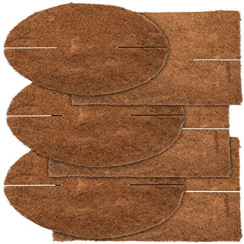 Royal Gardineer Winter Pflazenschutze: 6er-Set Frostschutz-Kokosmatten für Topfpflanzen, rund & eckig, 38 cm (Kokos-Mulchscheibe, Kokoseinlagen, Winterschutz Hauben)