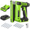Chiodatrice a batteria Greenworks da 10 mm con batteria da 2 Ah e caricatore (Li-Ion, 24 V, graffatrice e sparachiodi, max. 60 colpi al minuto, incl. 500 chiodi e 500 graffette)