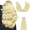 AGMITY Tape in Extensions Echthaar, 20pcs 50g 45cm 18 Zoll Platin Blond Remy Invisible Seidig Gerade Nahtlos Skin Weft Klebeband in Hair Extensions(45cm #60 Platin Blond）