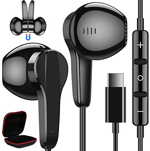 USB C Kopfhörer für Samsung Galaxy A54 A34 A26 5G A36 A56 S25 S24 Ultra S20FE A53 iPhone 16 15 Pro Max Pixel 9 8 7,Magnetische USB C Headset mit Mikrofon In Ear Kopfhörer mit Kabel Ohrhörer für Xiaomi