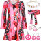 YADODO Hippie kostüm Damen Kleid Set Mit 60er 70er Jahre Bekleidung Damen Kleid Hippie Kleidung Accessoires Disco Outfit Kostüm Frauen 70er Mode Faschingskostüme für Karneval Party(L)