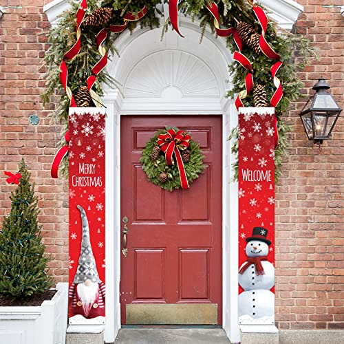 COLOFALLA 2 Stück Frohe Weihnachten Banner Merry Christmas Weihnachtsmann Weihnachtsdeko draußen drinnen Weihnachtsbanner Hängend Türdeko Veranda Schild Deko für Tür Wand Haustür
