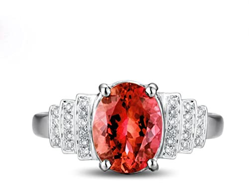 Banemi Ring Schmuck Egirl Damenring Silber Rot Oval Zirkonia Maßgeschneiderte Geschenke für Frauen Größe 45 (14.3)