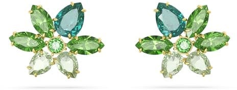 Swarovski Gema Ohrstecker, Vergoldete Damenohrringe mit Zarten Blumen-Motiven und Strahlenden Swarovski Kristallen