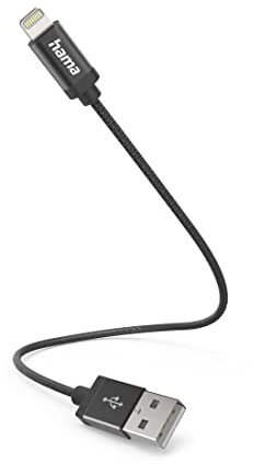 Hama iPhone USB-A Lightning Kabel (USB-A 2.0 Stecker auf Lightning Ladekabel, Datenkabel, 0,2 m, MFI zertifiziert, 480 MBit/s, iPad/iPhone 13/12/11/XS/XR/X/8/7/7+/6s/6/5/SE2020) Schwarz
