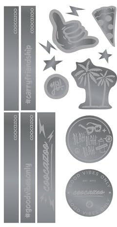 coocazoo Reflektierendes Sticker-Set Silver, trendig, Coole Motive, Sichtbarkeit im Straßenverkehr, wasserabweisend