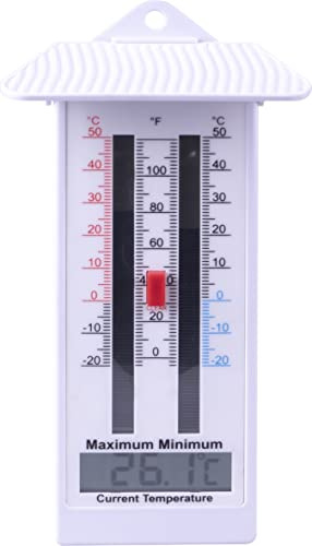 St Helens Home and Garden Minimum and Maximum Easy to Read Thermometer Recorder With Roof For Greenhouse, School, Weather Stations,