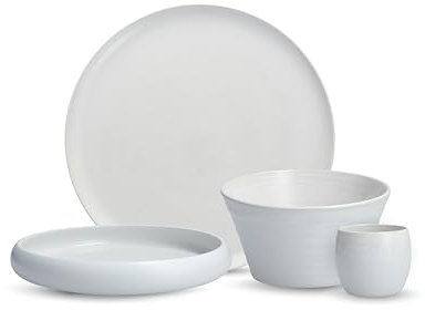 Cloud Terre by Fortessa Collection No 1 Stoneware 16 Piece Dinnerware Set, Service for 4, White