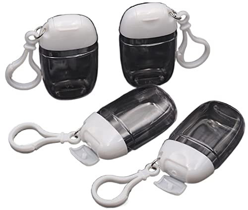 DHAEY Paquete de 5, 30ml, desinfectante de Manos vacío, Soporte pequeño de Viaje, Gancho, Llavero, Bolsa, Tapa abatible, Botella vacía portátil Reutilizable Botes Viaje Rellenables