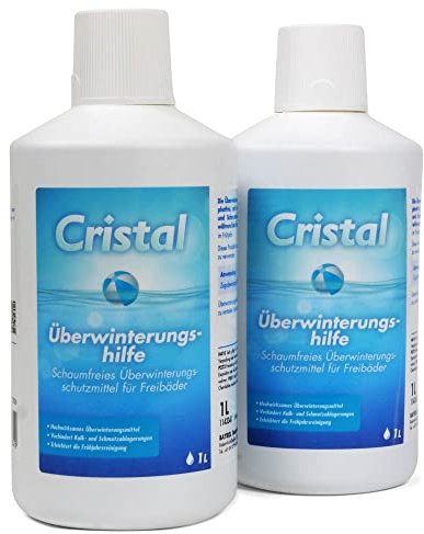 CRISTAL Pool Wintermittel 2 Liter – Hochwirksames Überwinterungsmittel für 40 m³ – Einfache Winterpflege ohne Ablassen Algen- und Kalkschutz
