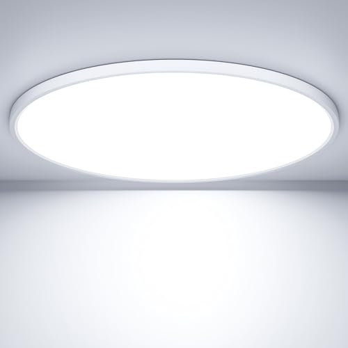 OUILA LED Deckenleuchte Flach Rund - Ø40CM Deckenlampe LED 36W 6500K 3600LM IP44 Wasserdichte Badezimmer lampe, Küchenlampe Deckenleuchte Kaltweiß für Küche Bad Schlafzimmer Flur Keller