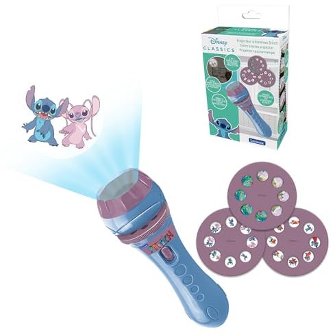 Lexibook, Disney Stitch, Projecteur d'histoires, Lampe Torche et projecteur Stitch avec 3 disques, 24 Images, créez Vos Propres Histoires, LTC050D