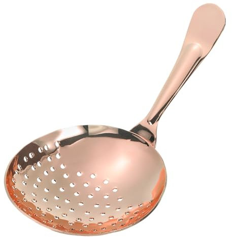 QUARKZMAN Julepe Colador, 1ud - Inoxidable Acero Cóctel Colador, Bar Colador para Bebidas, Colador Cuchara para Bartender (Rosa Oro, 155mm)