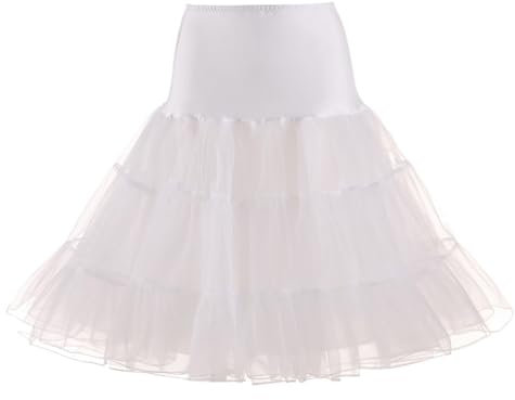 KONG JIMFAN Tüllrock Damen Karnevalskostüme Tüllrock Mit Lichterkette Karneval Underskirt Tüllrock Weiß Mädchen Schwarzer Rock Damen Retro Abendkleid Damen Kostüm Karneval Damen(S,Weiß)