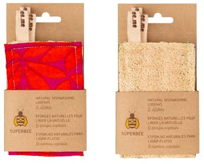 SUPERBEE - Esponjas de cocina naturales, 10 unidades, biodegradables a base de plantas, ecológicas, sin olor, limpieza de platos sucios, ollas y sartenes, esponja sin plástico