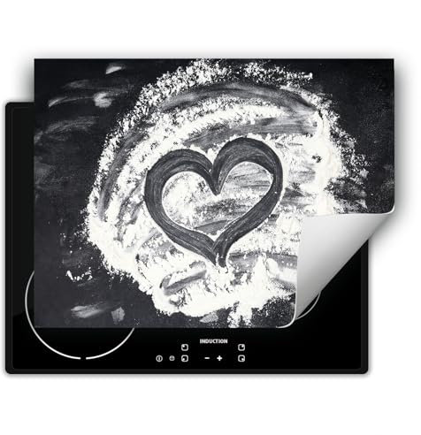 DarHaus Herdabdeckplatte 1 teilig 80x52 cm Küche Herdabdeckung Ceranfeld Herdabdeckplatten Anti Rutsch Matte Aufrollbar, Küche - Herz
