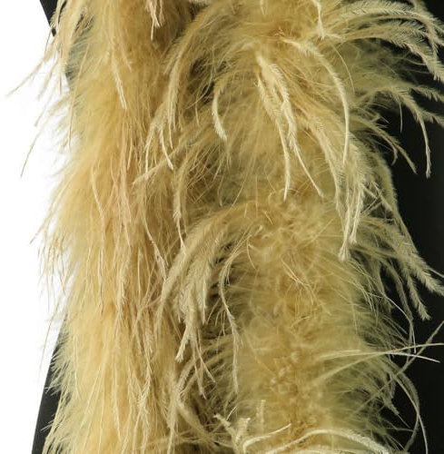 Wambere 1 Stück 2m Federboa Straußwollstreifen Straußenfeder Boas Weihnachtsboa Federschal Federstola Kleideraccessoires für Karneval Halloween Mottoparty Fasching Maskerade Cosplay,Gold