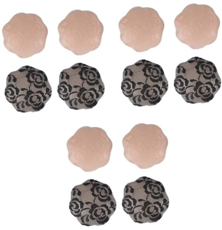 GALPADA 6paires Cache-tétons Silicone Réutilisables pour Femmes Couvre- Adhésifs Dentelle Noire Et Couleur Forme Fleur Invisibles Et Parfaits sous des Vêtements Et Transparents