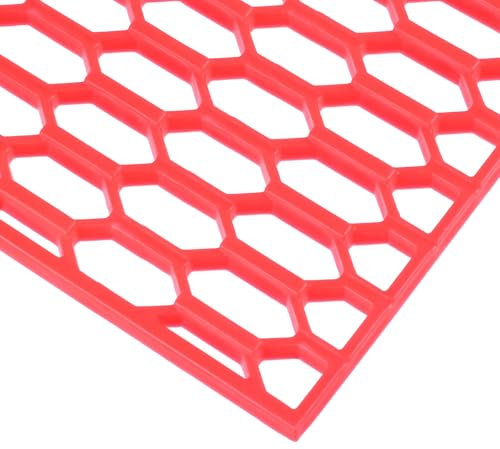 AggAuto Rejilla universal para rejilla de coche, 119,38 x 40,64 cm, color rojo, plástico ABS, rejilla de coche, agujero de panal de abeja, 10 x 25 mm, rejillas hexagonales