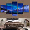 5 Teilig Bilder Wandbild Leinwandbild Blauer Polarlicht-Schneeberg 200 X 100 Cm Moderne Wohnzimmer Wanddekoration Deko Kunstdruck-Wanddekoration Design Wand Bild -1U6L+C6P6-