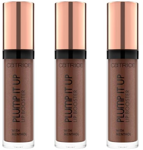 Catrice Plump It Up Lip Booster, Nr. 100, Braun, kühlend, vergrößernd, glänzend, vegan, ohne Konservierungsstoffe, ohne Parabene, ohne Mikroplastikpartikel, 3er Pack (3x3.5ml)