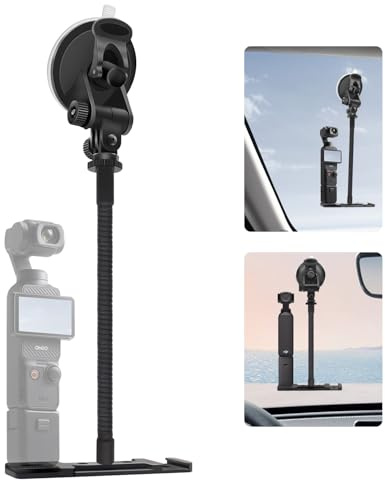 Car Windscreen Suction Cup Mount compatible for DJI Osmo Pocket4P/4/3/2 | Vacuum suction windscreen camera holder kit compatible for Insta360 X5-X Smartphone for car travel filming Vlog Action Camera