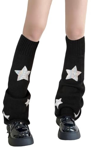 XEPST Neri Scaldamuscoli Donna Calzini Kawaii Scaldamuscoli Bambina Svasati per Ragazze Accessori Goth Harajuku Stivali Giapponesi Calzini Calze Alte Al Ginocchio Da Donna