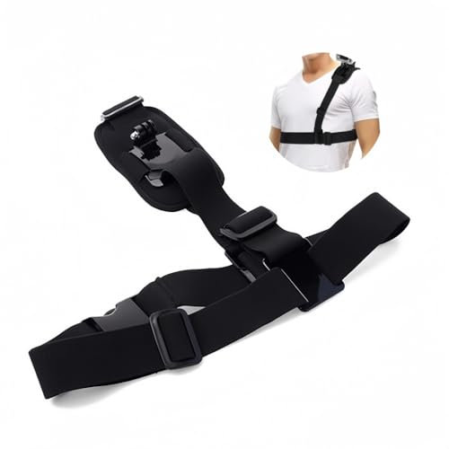 Dreneco Chest Strap Mount for Action Camera, Adjustable Single Shoulder Mount Harness Compatible with Camera Gopro Hero 11/10/9